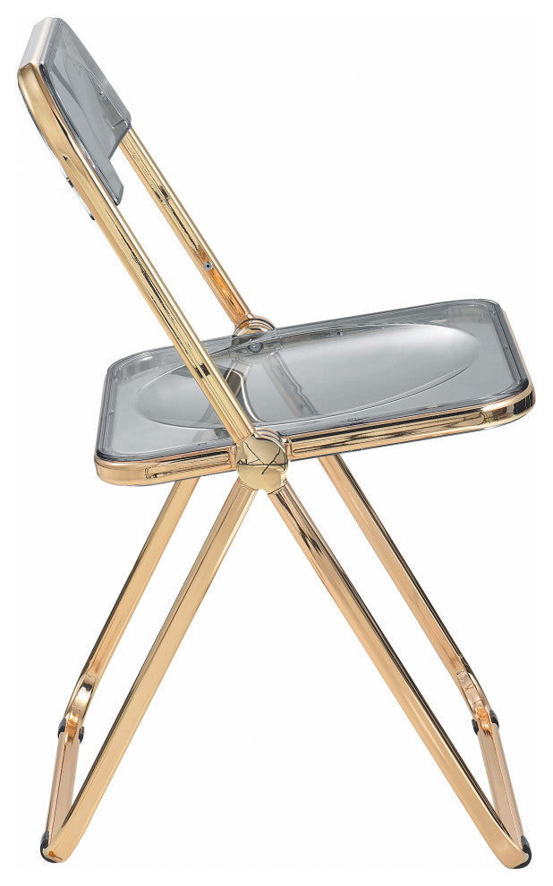 Lawrence Acrylic Folding Chair With Gold Frame, Transparent Black