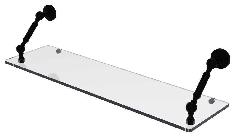 Waverly Place 30" Floating Glass Shelf, Matte Black