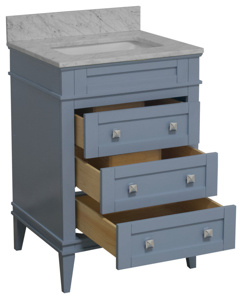 Eleanor 24" Bathroom Vanity, Powder Blue, Carrara Marble