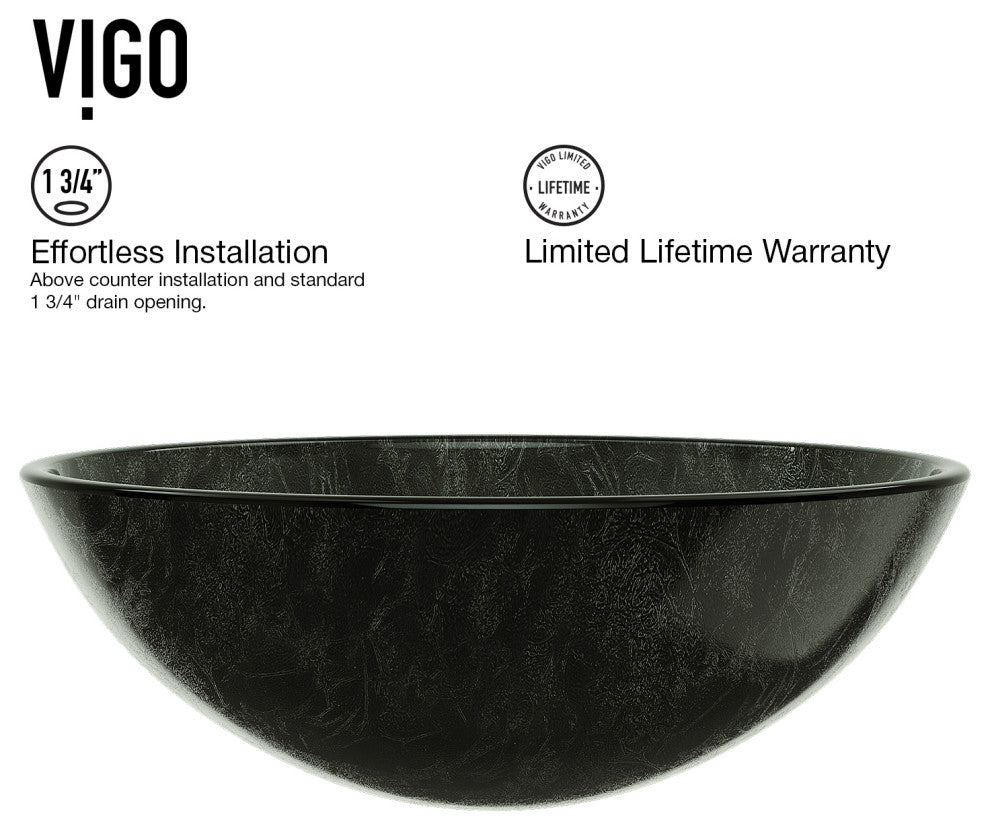 Giovanni 17"L x 17"W Glass Vessel Sink and Duris 12"H Faucet Set