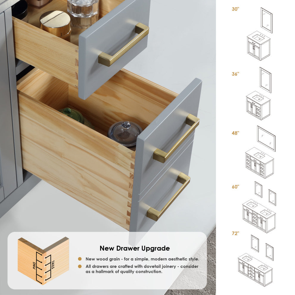 Ivy Bathroom Vanity Set, 36", With Mirror
