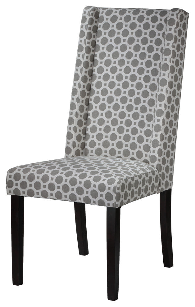 Cortesi Home Jenna Dining Chair, Gray Pattern Fabric, Set of 2