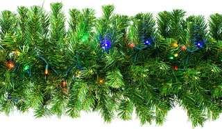 9' Sequoia Garland Pre-Lit With Multi Colored LEDs