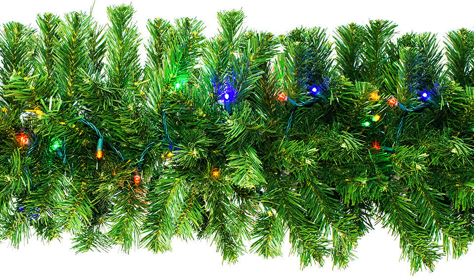 9' Sequoia Garland Pre-Lit With Multi Colored LEDs