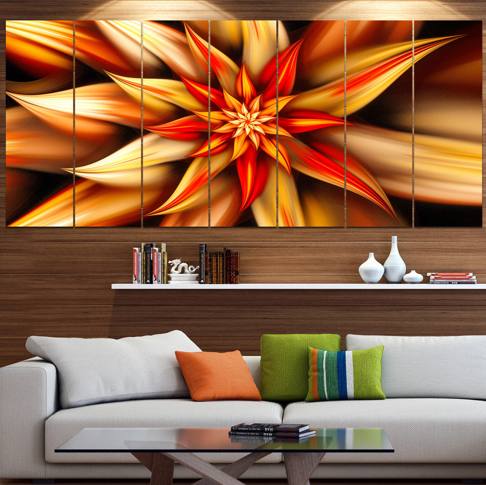 Beautiful Brown Flower Petals, Floral Canvas Art Print, 83"x32", 7 Panels