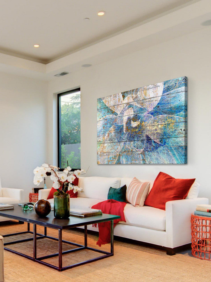 "Gold Blue Succulent" Painting Print on Canvas by Irena Orlov