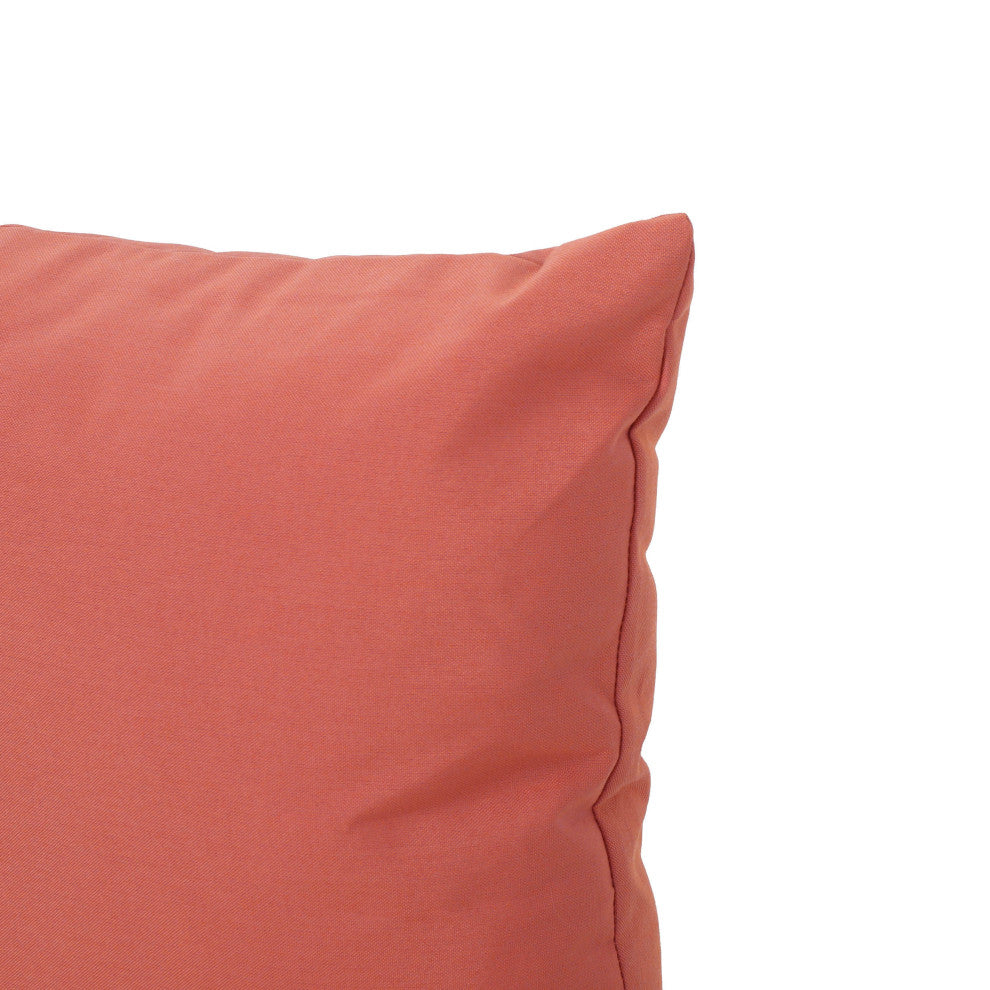 GDF Studio Coronado Outdoor Water Resistant Square Throw Pillow, Coral, Set of 2