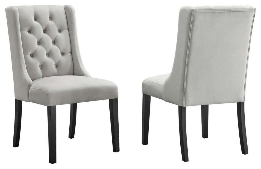 Baronet Performance Velvet Dining Chairs, Set of 2, Light Gray