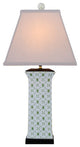 Bamboo Lattice Porcelain Vase Table Lamp, Green