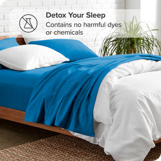 Bare Home 7-Piece Microfiber Sheet Set, Medium Blue, Split King