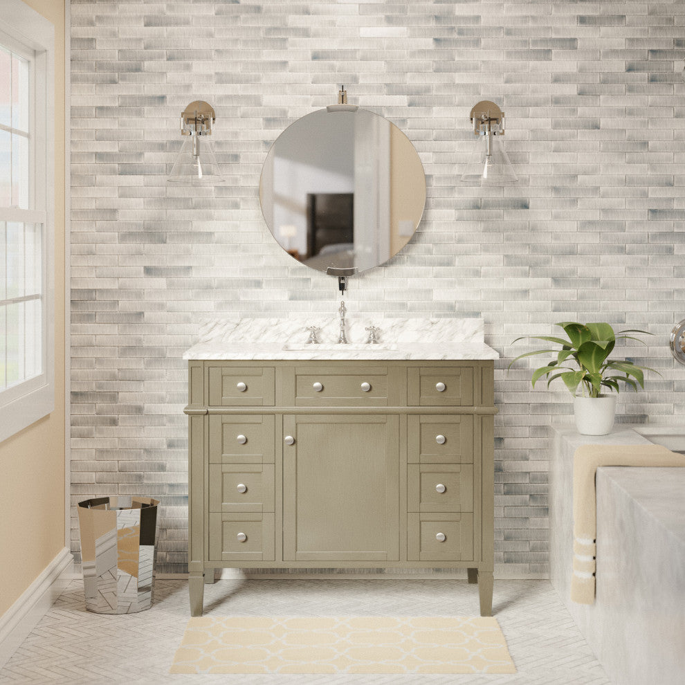 Hailey 42" Bathroom Vanity, Weathered Gray, Carrara Marble