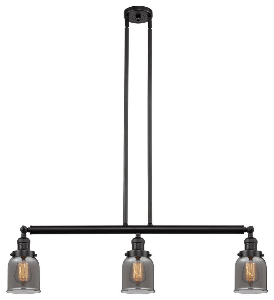 Small Bell 3-Light Island Light, Smoked Glass, Oil Rubbed Bronze