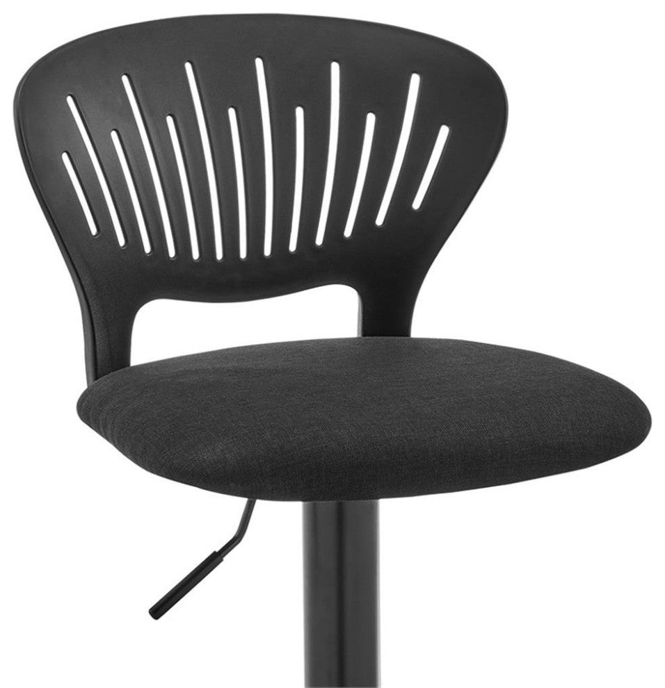 Armen Living Padua 23 - 32" Modern Metal Swivel Stool in Black