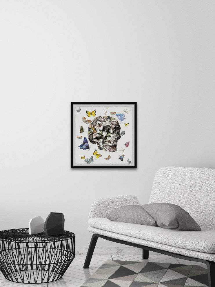 "Butterfly Skull Escape" Framed Painting Print, 18"x18"