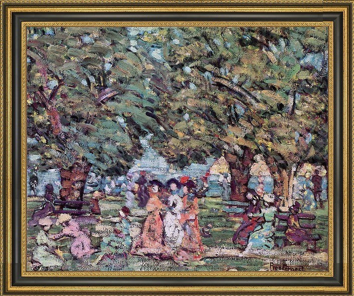 Maurice Prendergast Under the Trees - 16" x 20" Framed Premium Canvas Print