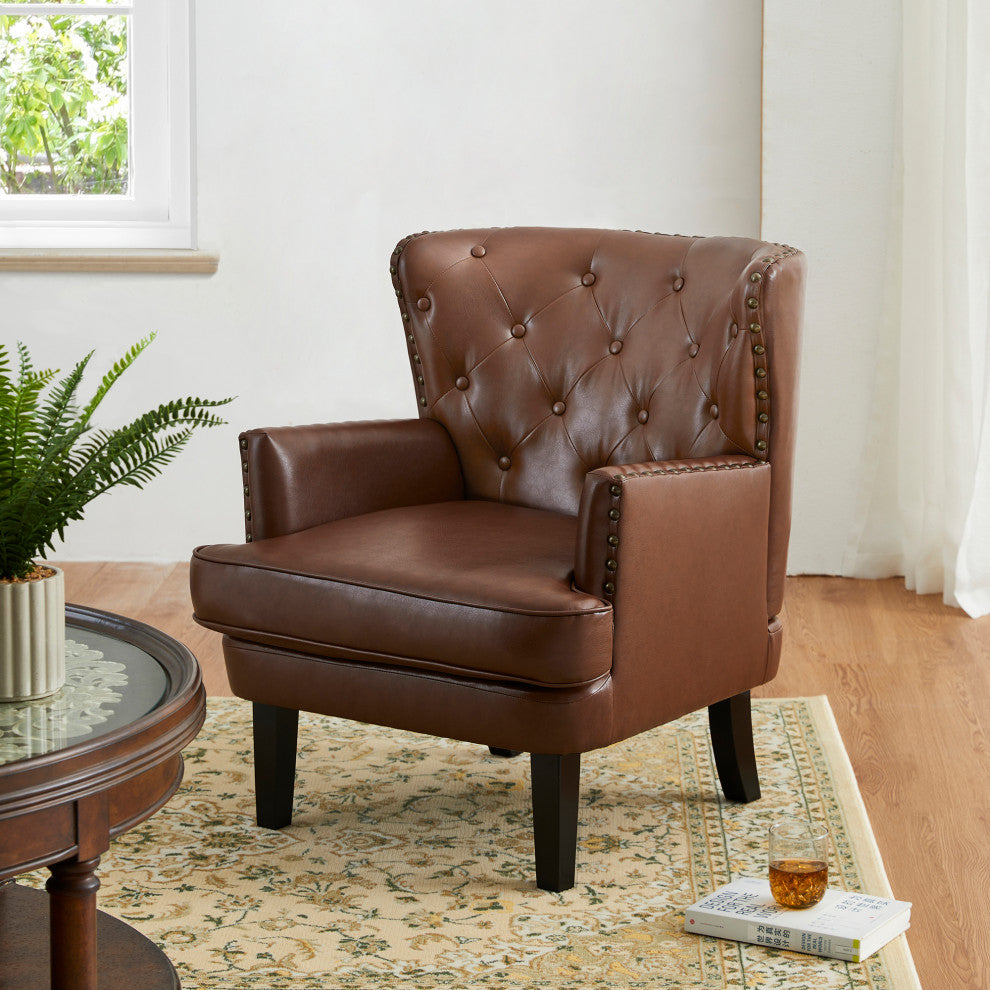 Set of 2  Leatherette Modern Accent Chair, Coffee