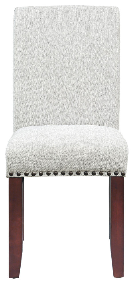 Parsons Dining Chair With Antique Bronze Nail Heads, Smoke Fabric
