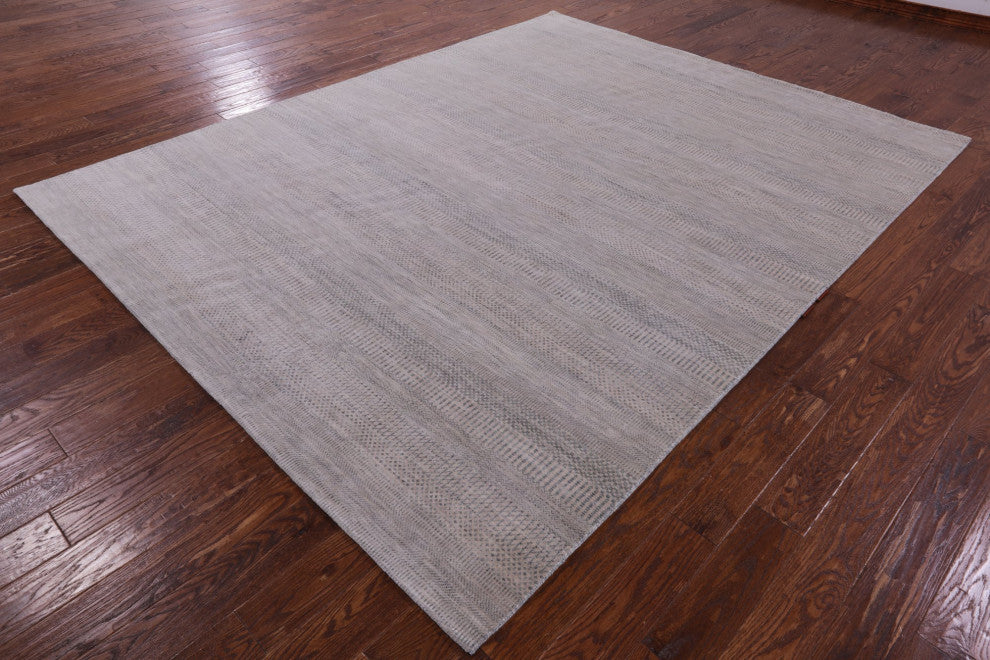 8' 2" X 10' 3" Savannah Grass Hand-Knotted Wool and Silk Rug Q12009