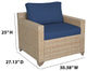 Maui Outdoor Club Chair, Natural Aged Wicker, Cobalt