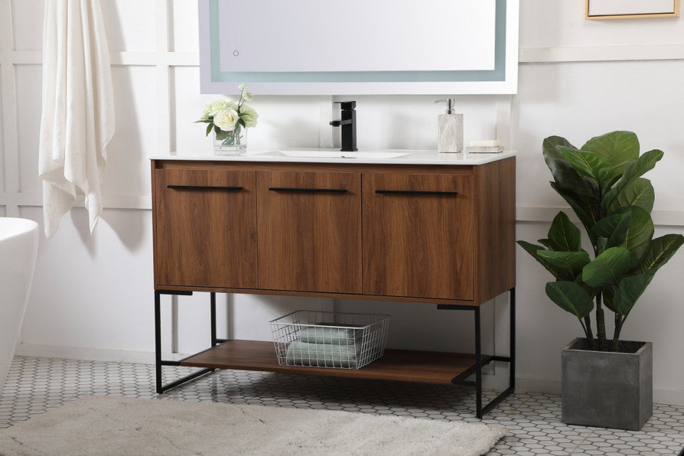 48" Single Bathroom Vanity, Walnut Brown