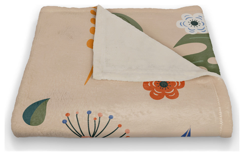 Floral Summer Palms 50x60 Coral Fleece Blanket