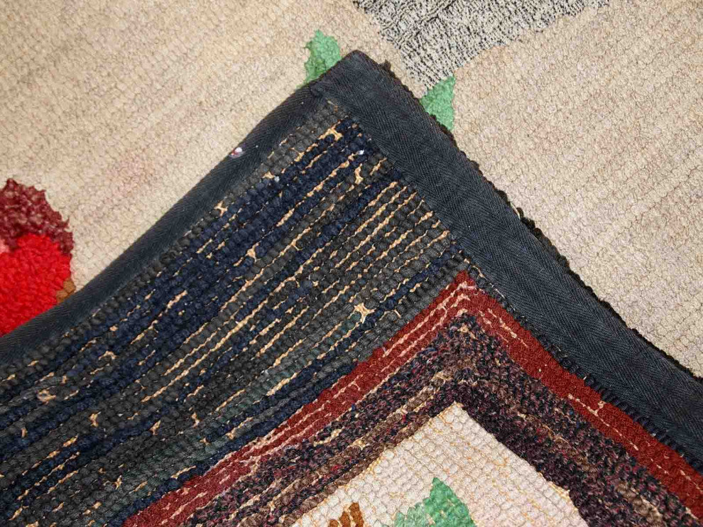 Handmade Antique American Hooked Rug, 2.5'x4.5', 78cmx138cm 1920s