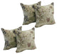 17" Jacquard Throw Pillows With Inserts, Set of 4, Beige Floral