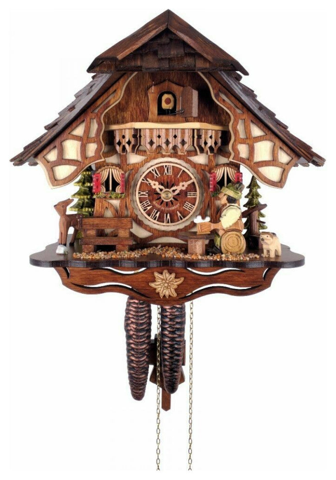 River City Clocks 26-11 Chalet Style One Day Cuckoo Clock With Beer Drinker