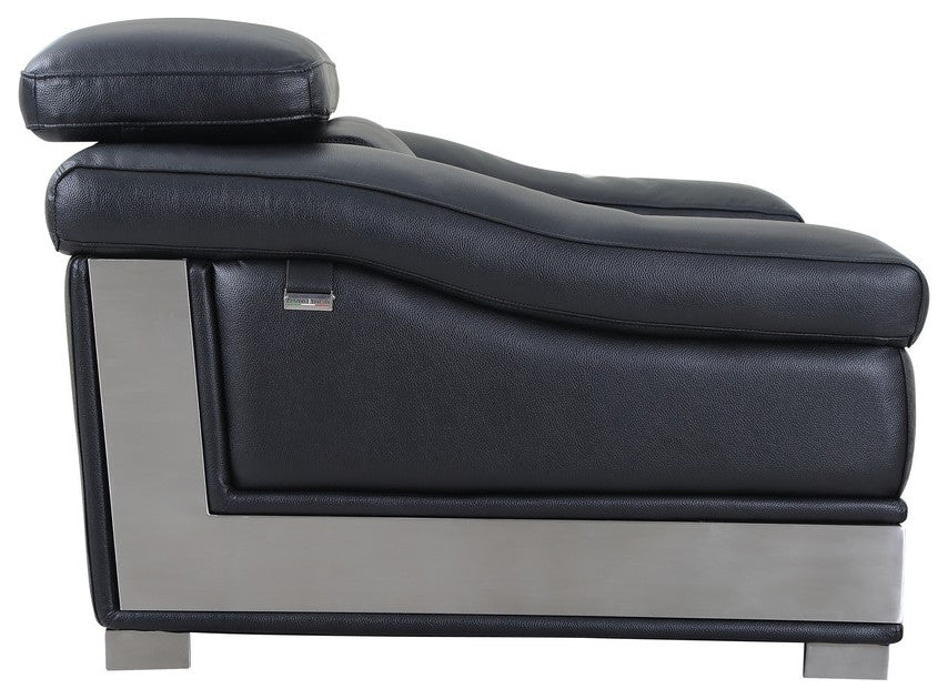 Milan Contemporary Genuine Italian Leather Armchair Black