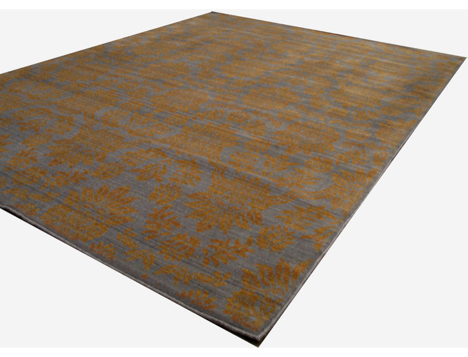 Blue Transitional Floral Himalaya Area Rug, 7'10x11'2