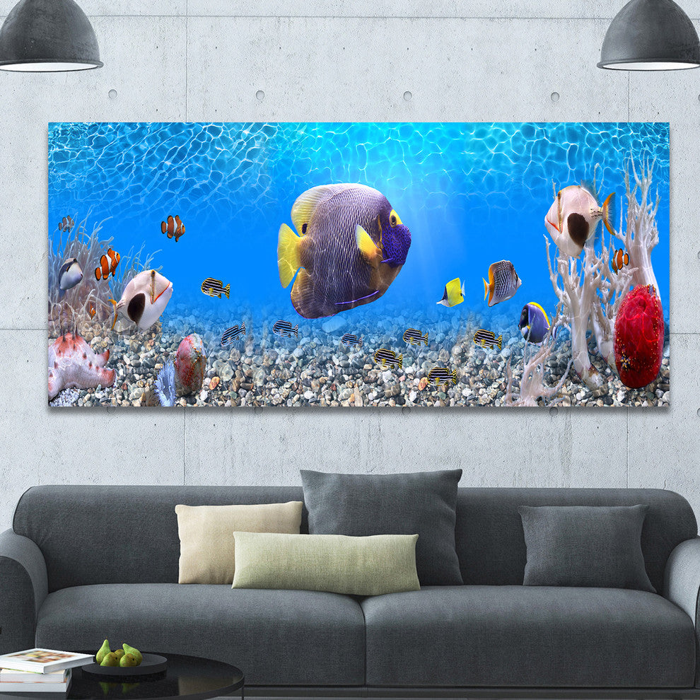 Underwater Universe Panorama, Large landscape Canvas Art Print, 60"x28"