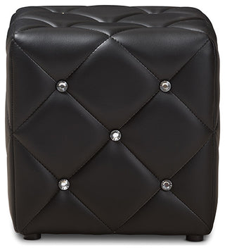 Larissa Black Faux Leather Ottoman