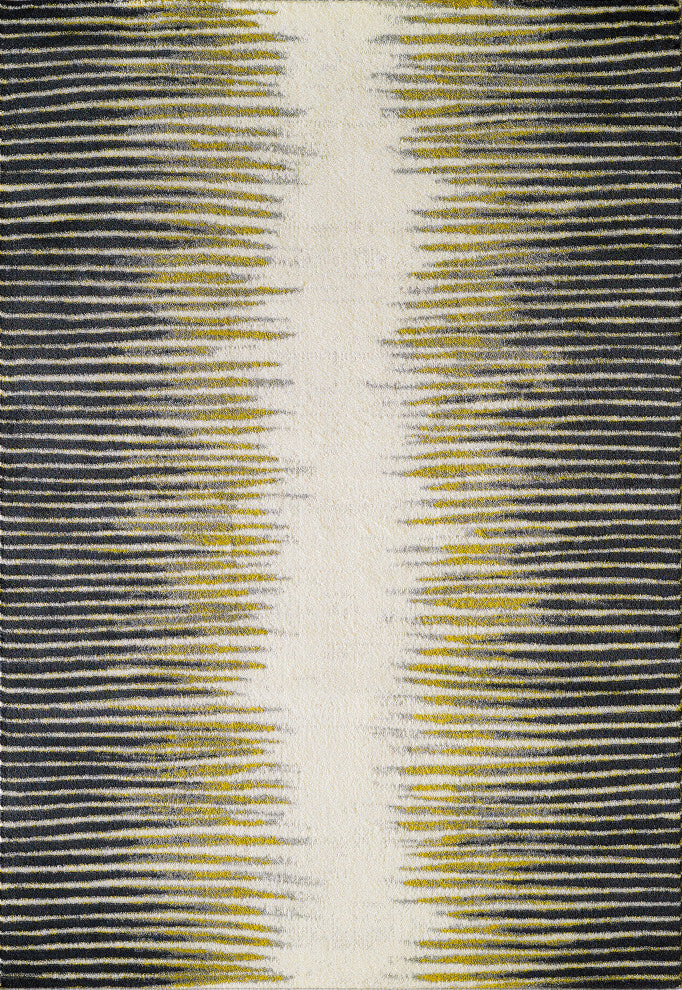 Abani Laguna LAG180A Abstract Striped Yellow and Grey Area Rug