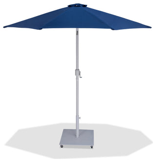 Fiji Patio Umbrella and Base, Navy, Matte White Pole, Matte White Belize Base