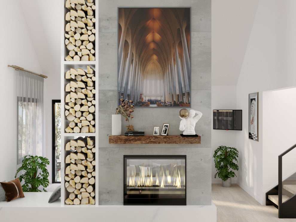Rough Hewn Fireplace Shelf Mantel, Aged Oak, 72"