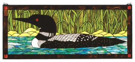 Meyda Lighting 14625 40"W X 17"H Loon Stained Glass Window