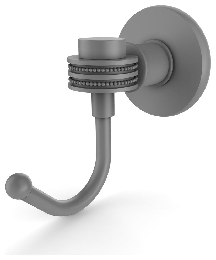 Continental Robe Hook With Dotted Accents, Matte Gray
