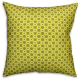 Folk Geometric Pattern, Green Outdoor Throw Pillow, 16"x16"