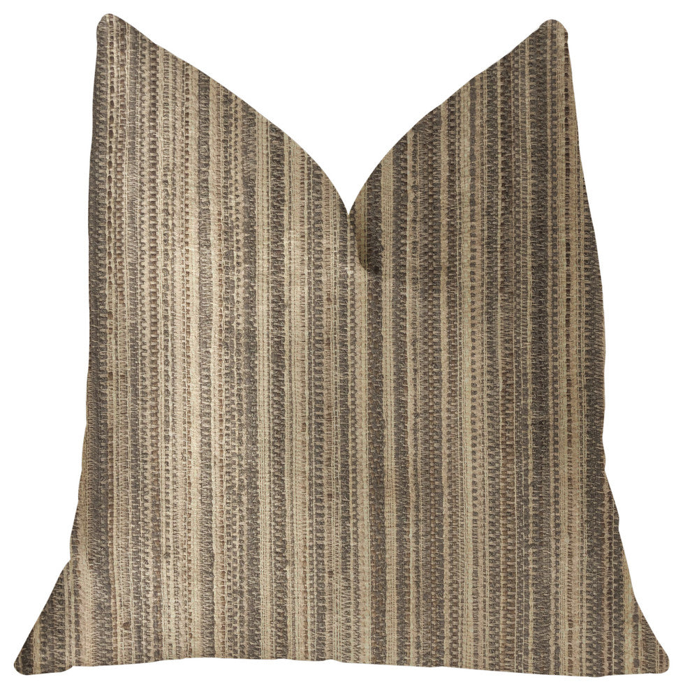 New Hampton Ivory and Beige Luxury Throw Pillow, 12"x20"