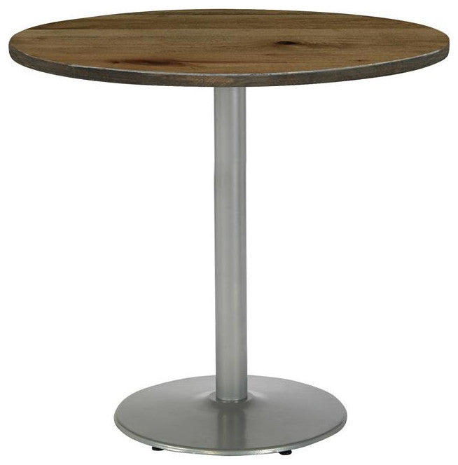 KFI Urban Loft 36" Round Breakroom Table Natural Round Silver Base Bistro Height