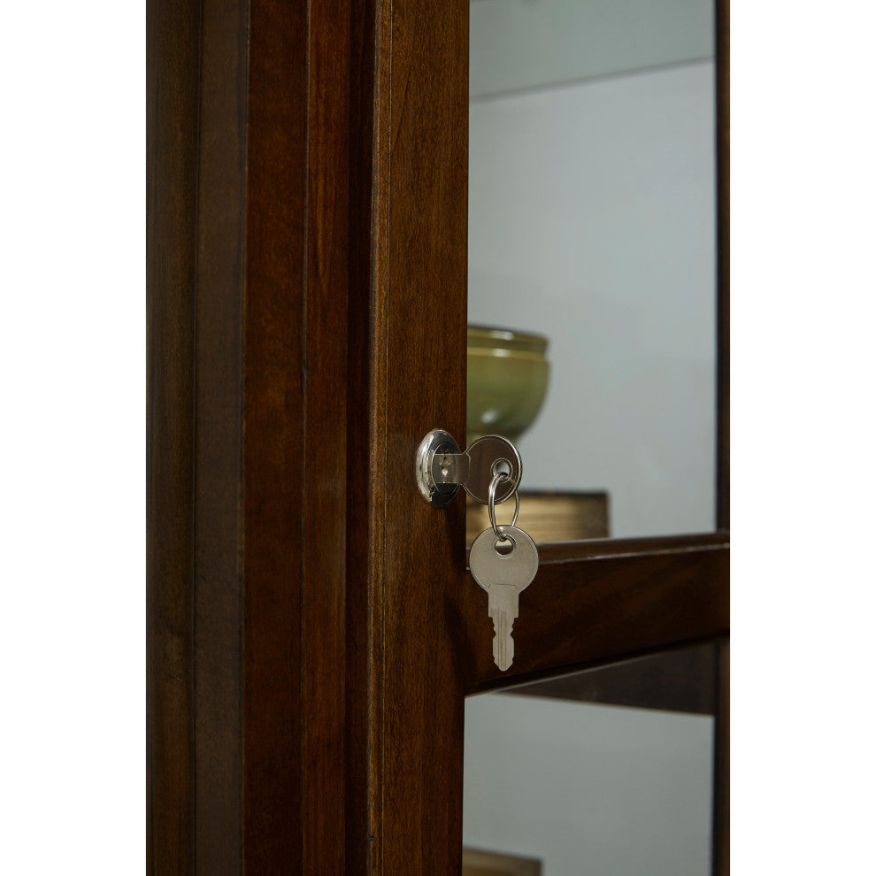Sliding Door 5 Shelf Curio Cabinet in Deep Brown by Pulaski Furniture