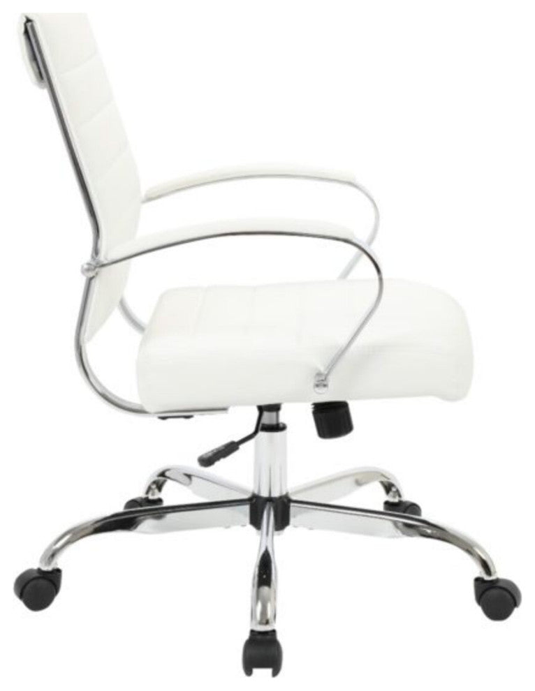 LeisureMod Benmar Leather Office Chair White