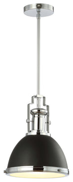 Homer Metal/Glass LED Flush Mount, Black/Chrome, Width: 10"