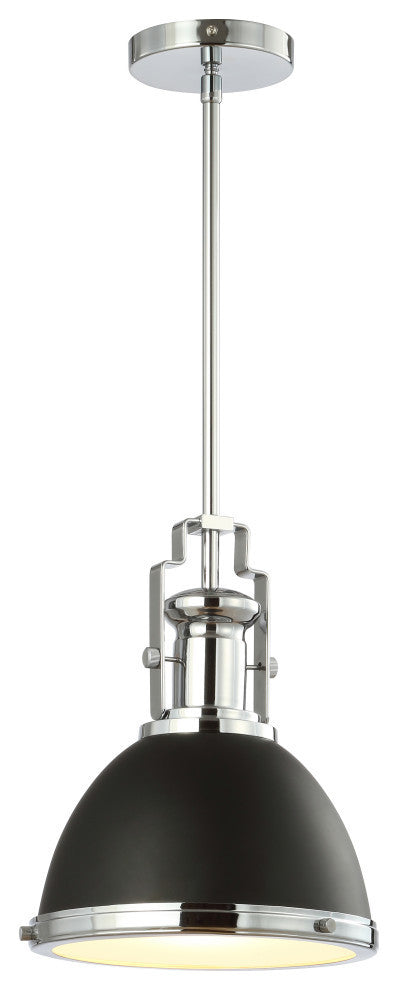 Homer Metal/Glass LED Flush Mount, Black/Chrome, Width: 10"
