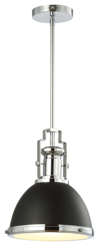 Homer Metal/Glass LED Flush Mount, Black/Chrome, 10" Width