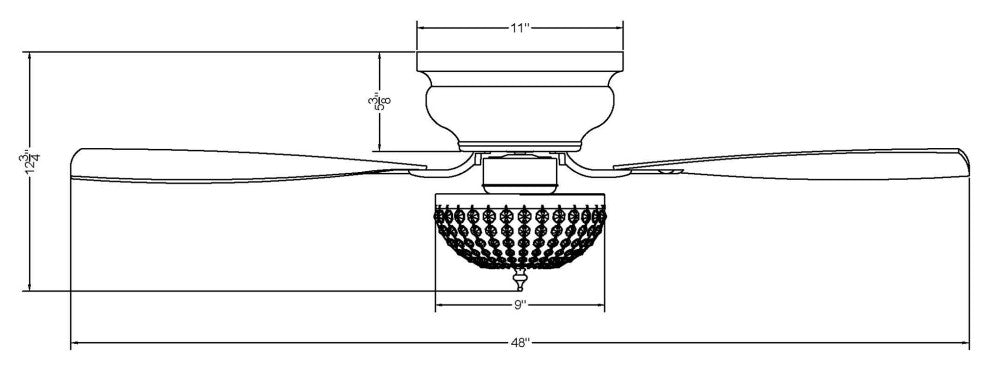 48 in. New Bronze Flush Mount Crystal Ceiling Fan with Light Kit and Remote
