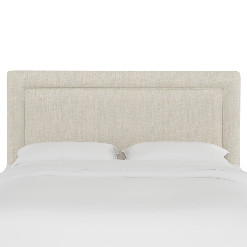 Ana Full Upholsterd Border Headboard, Linen Talc