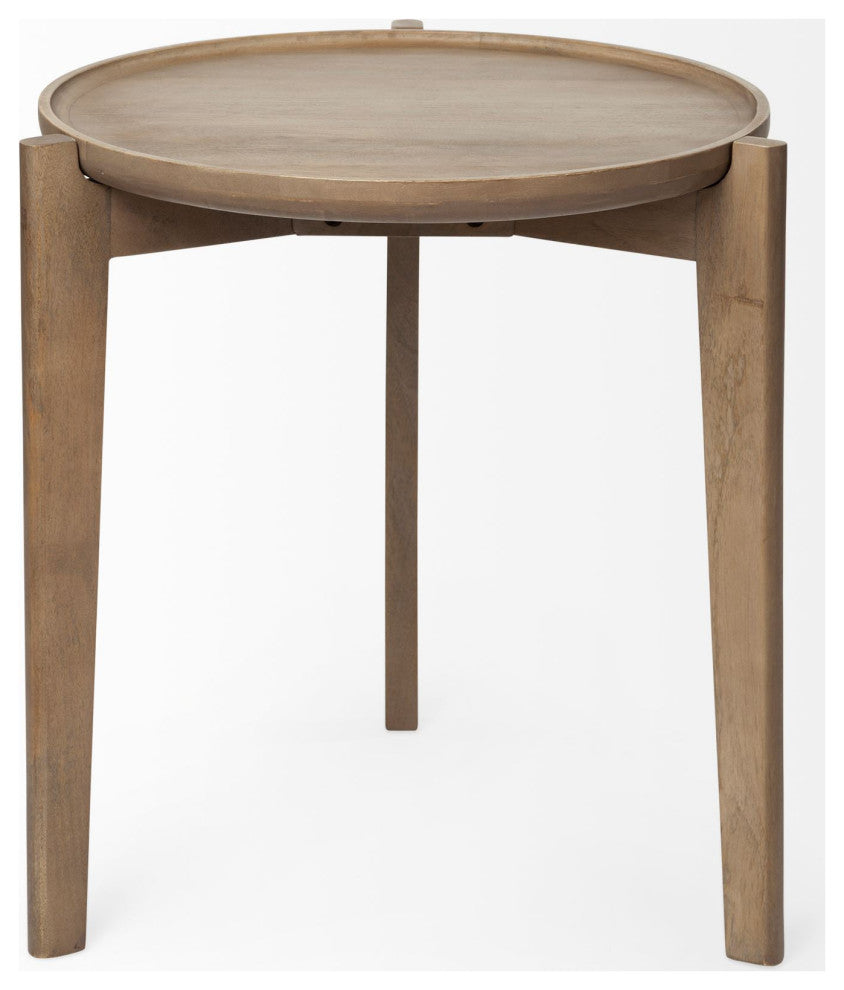 24" Brown Round End Table