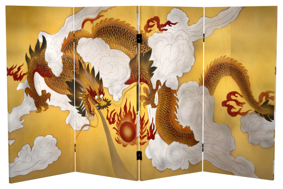 3'' Tall Double Sided Dragon in the Sky Canvas Room Divider
