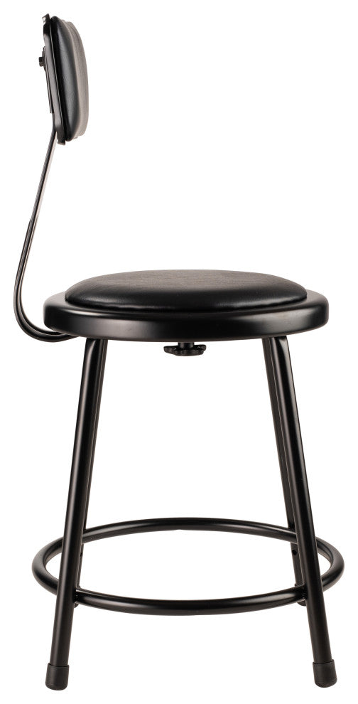 NPS 18"Heavy Duty Vinyl Padded Steel Stool With Backrest, Black